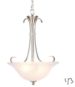 HAMPTON BAY Santa Rita 2-Light Brushed Nickel Inverted Pendant with Glass Shade