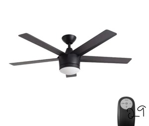 HOMEDECORATOR COLLECTION Merwry 52 in. Integrated LED Indoor Matte Black Ceiling Fan with Light Kit and Remote Control