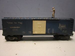 VINTAGE LIONEL O WABASH BRAKEMAN CAR, W ACTIVATED TOP BRAKEMAN FIGURE