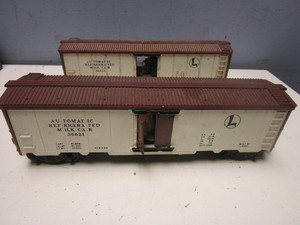 VINTAGE LIONEL O AUTOMATIC REFRIGERATED MILK CAR W ACTIVATED TRAINMAN FIGURE, OTHER MILK CAR