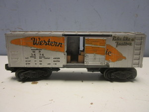 VINTAGE LIONEL O WESTERN PACIFIC RIDES LIKE A FEATHER BOXCAR