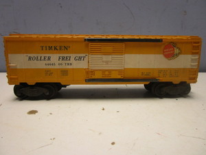 VINTAGE LIONEL O TIMKEN ROLLER FREIGHT BOXCAR, BUILT 1957