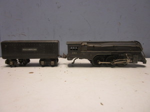VINTAGE LIONEL O 221 STEAM LOCOMOTIVE W TENDER