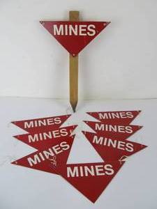 lot 17 image: Lot of Metal LAND MINE Marker Signs