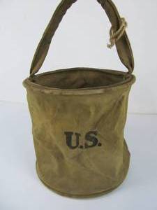 lot 19 image: WW1 Kemper-Thomas Company US Army Canvas Water Bucket