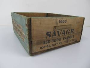 lot 33 image: Antique SAVAGE ARMS Small Arms Wooden Ammo Crate