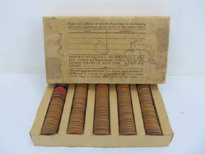 lot 54 image: Full Box of WW2 Ration Tokens