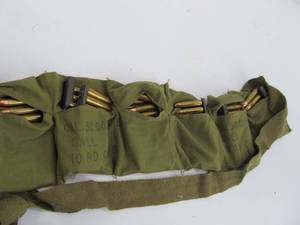 lot 66 image: WW2 Era .30 Cal Carbine Bandolier w10 Round Clips