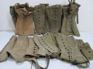 lot 82 image: Large Lot of Original Old Military Leg GuardsSpats
