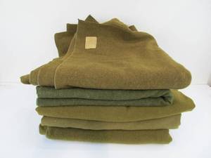 lot 108 image: Lot of 5 Orig WW2 Era Wool Blankets