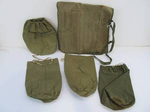 lot 110 image: Orig WW2 20-Man Cutlery Roll Canvas Pack & 4 Food Storage Bags