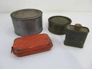 lot 116 image: Lot of WW2 Metal Containers - Oil Can, First Aid etc