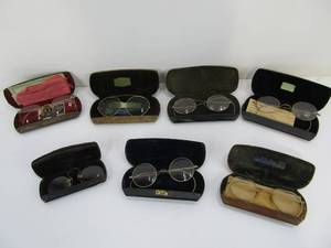 lot 117 image: Lot of Antique Eye Glasses wCases