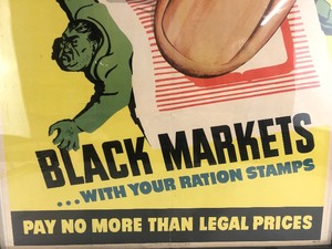 lot 142 image: Original WW2 1943 Stamp Out Black Markets War Poster