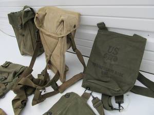 lot 129 image: Large Lot of WW2 Era Canvas PouchesBags etc