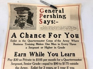 lot 79 image: Original WW1 General Pershing Recruitment Poster