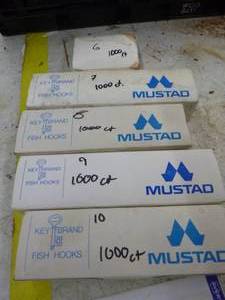 lot 293 image: Lot of (5 Boxes) Mustad Fish Hooks 1000-count