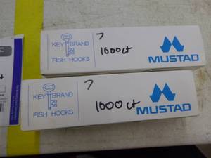 lot 296 image: Lot of (2 Boxes) Mustad Fish Hooks 1000-count Size 7
