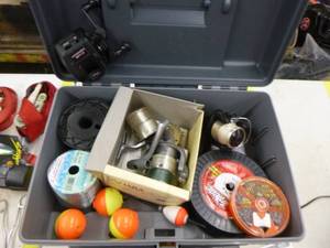 lot 335 image: Fishing Tackle Box  with Fishing Tackle, Reels, Bobbers, Fishing Line