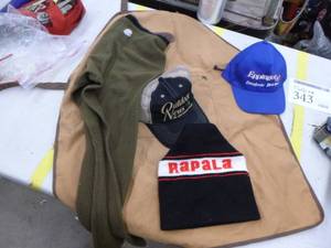 lot 343 image: Clothing  with Fish Bib, Baseball Caps, Winter Cap, Long Johns