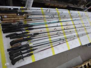 lot 347 image: Lot of (20) Fishing Rods  with Bait Caster (x10), Open Face (x10)