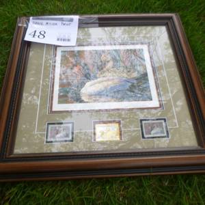 lot 48 image: Duck Stamps by Bruce Miller #x Print in Wood Frame with Matte and glass