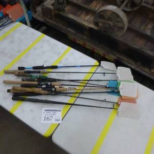 lot 167 image: Lot of (10) Custom Made Fishing Rod Fly Swatters
