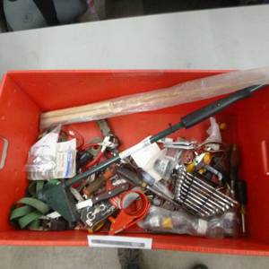 lot 46 image: Zebco Tool Tote  with Misc. Tools and Hardware