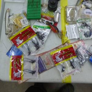 lot 201 image: Lot of Fishing Tackle  with Jig Heads, Spinners, Rig Line Holders