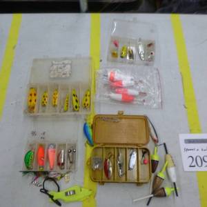 lot 209 image: Lot of Fishing Tackle  with Spoons and Bobbers