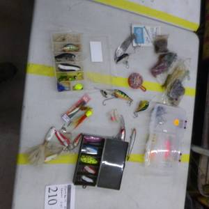 lot 210 image: Lot of Fishing Tackle  with Spoons, Jigs, Crank Baits, Plastic Bait