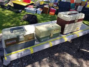 lot 104 image: Lot of (3) Plastic Fishing Tackle Boxes