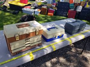 lot 107 image: Lot of (3) Plano Plastic Fishing Tackle Boxes