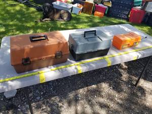 lot 108 image: Lot of (3) Plastic Fishing Tackle Boxes