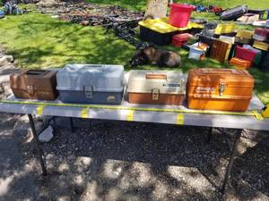 lot 111 image: Lot of (4) Plastic Fishing Tackle Boxes