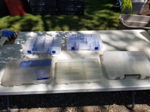 lot 122 image: Lot of (5) Plastic Fishing Tackle Organizer Cases