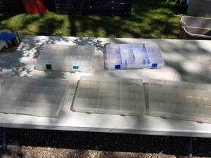 lot 123 image: Lot of (5) Plastic Fishing Tackle Organizer Cases