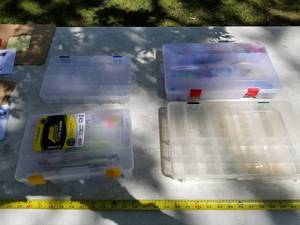 lot 129 image: Lot of (4) Plastic Fishing Tackle Organizer Cases