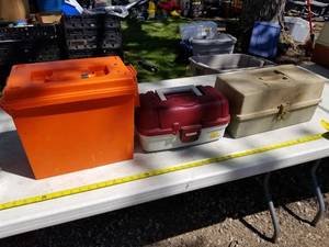 lot 142 image: Lot of (3) Plastic Fishing Tackle Boxes