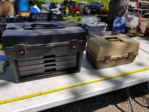 lot 143 image: Lot of (2) Plastic Fishing Tackle Boxes