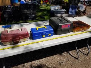 lot 150 image: Lot of (4) Plastic Fishing Tackle Boxes