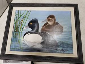 lot 24 image: Lot of (2) Ducks by J. Proctor Circa 1992 Art Work in Wood Frame with Matte