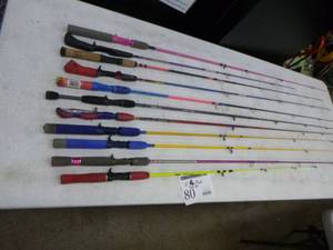 lot 80 image: Lot of (11) Fishing Rods Colorful