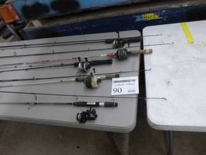 lot 90 image: Lot of (10) Fishing Rods with Reels