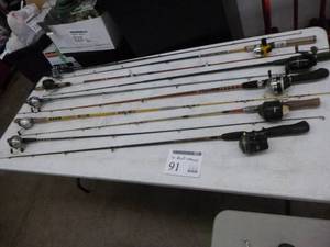 lot 91 image: Lot of (10) Fishing Rods with Reels