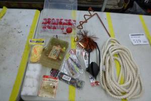 lot 519 image: Fishing Tackle  with Bobbers, Rope, Glow Yarn, TerrorEyz, Misc. Tackle