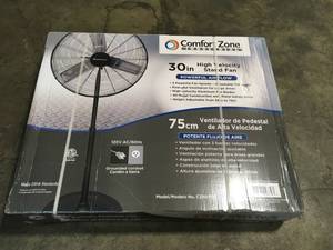 Comfort Zone 30 in. High-Velocity 3-Speed Industrial Pedestal Fan with Aluminum Blades and Adjustable Height see pictures