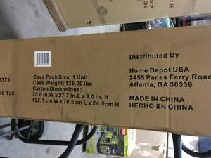 Husky Ready-to-Assemble 6 ft. Adjustable Height Solid Wood Top Workbench in Black not used see pictures