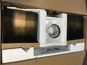 Akdy 36 in. Convertible Island Mount Range Hood in Stainless Steel with LED Lights, Touch Control Panel and Carbon Filters open box not used see pictures