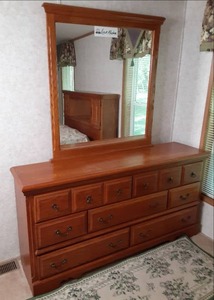 lot 9 image: 7 Drawer Dresser With Attached Mirr...